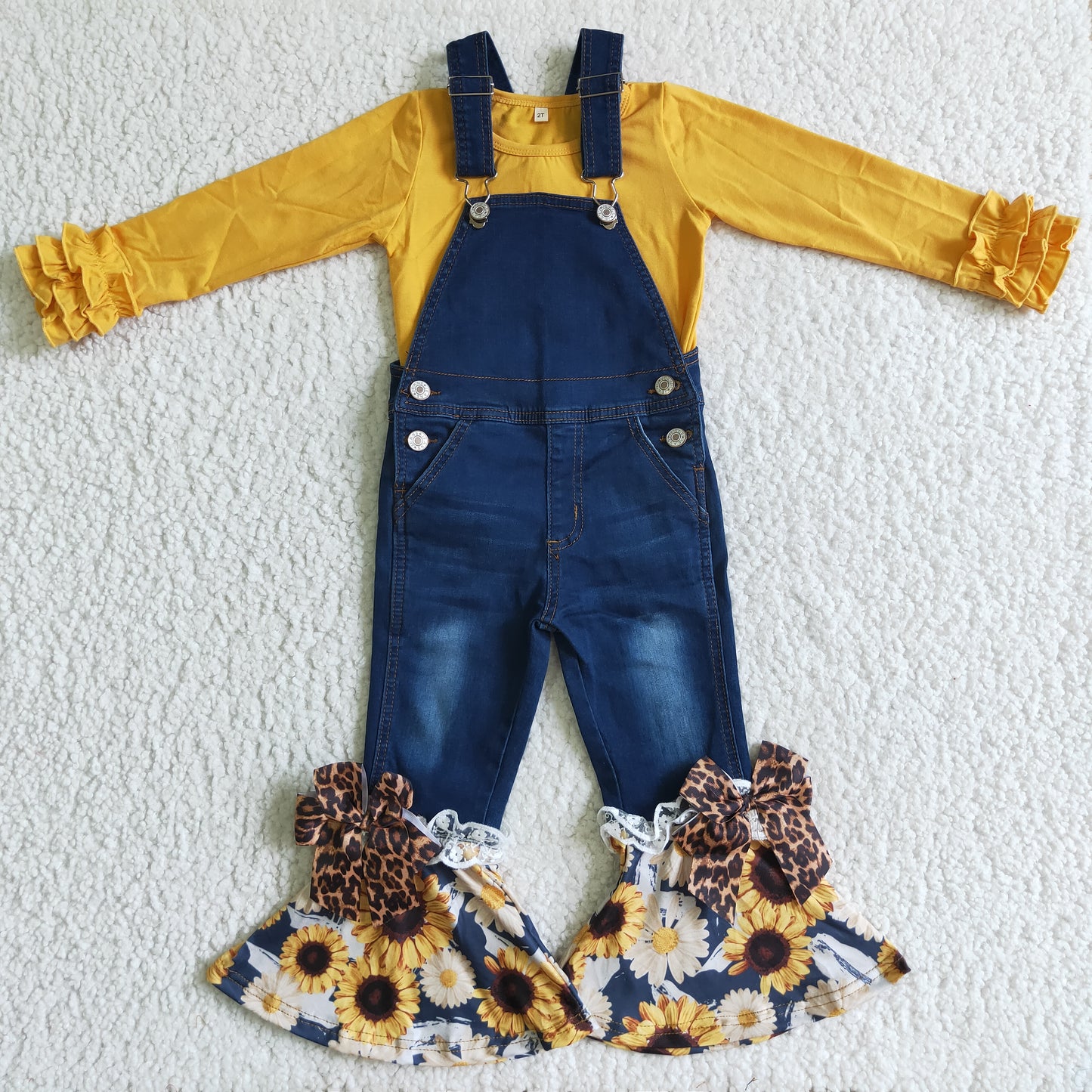 4.16yellow long sleeve shirt and jeans overall  sunflower outfits （shirt and jeans can be purchased separately）