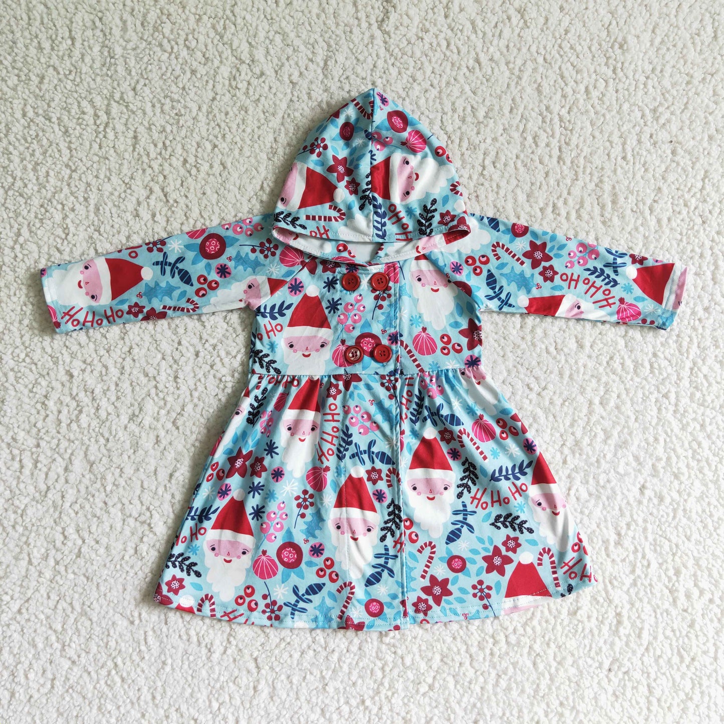 christmas Hooded Jacket girls coats cardigan Santa Claus dress