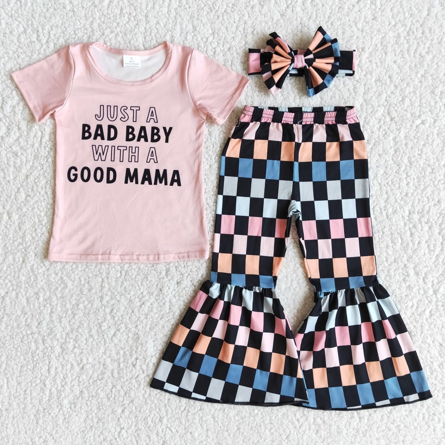 just a bad baby with a good mama shirt bell 2 pcs sets