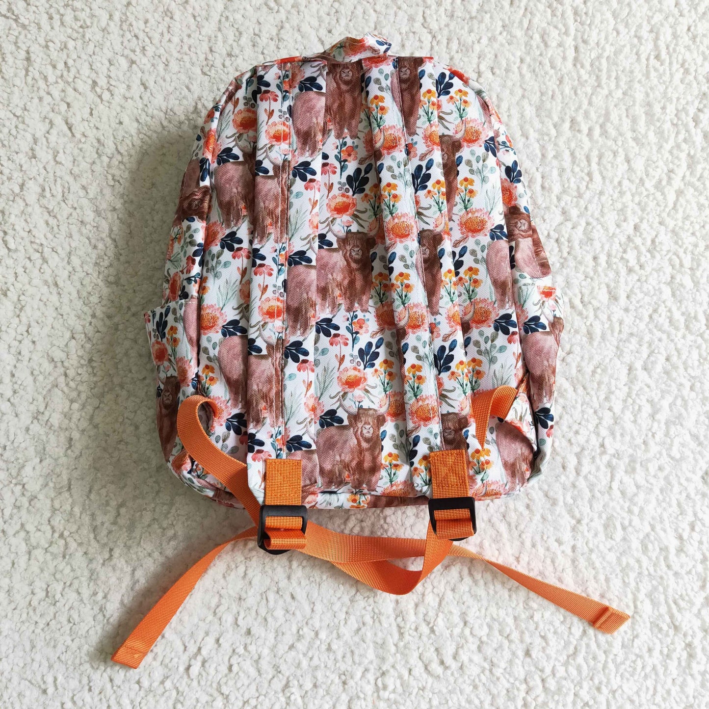 kids bags flower highland cow girls backpack