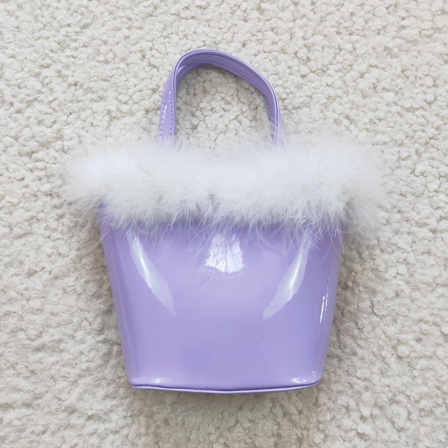 Purple bags fuzzy lace kids girls handbag