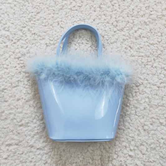 blue bags fuzzy lace kids girls handbag