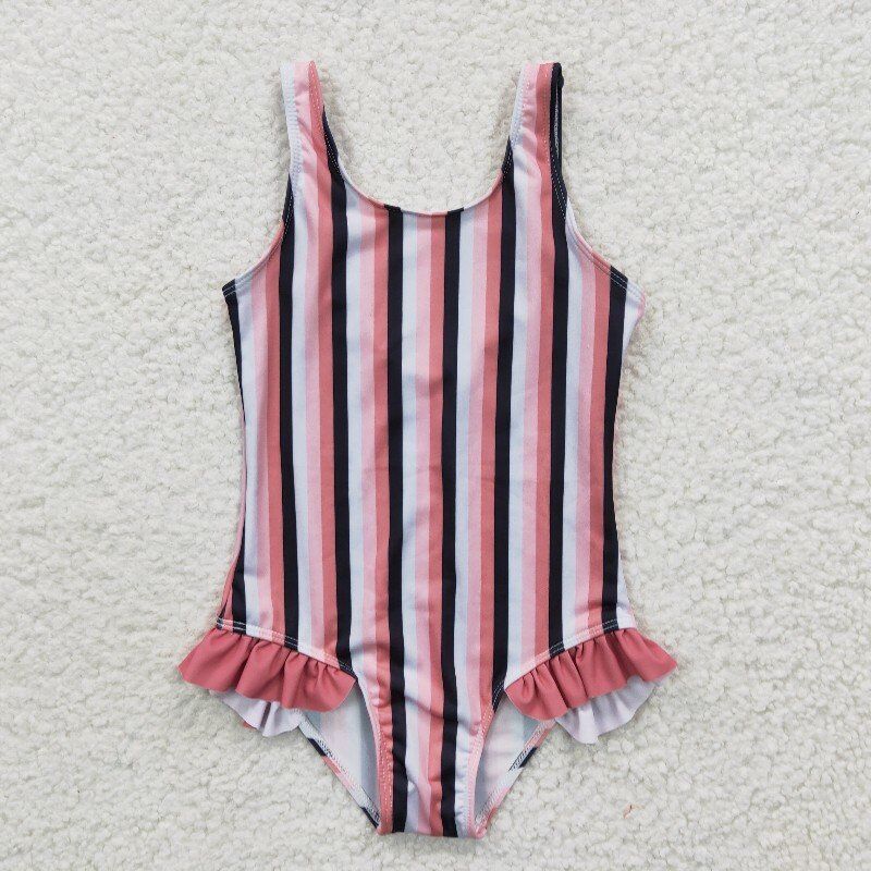 cow stripe star print swimsuit girls summer bathing set