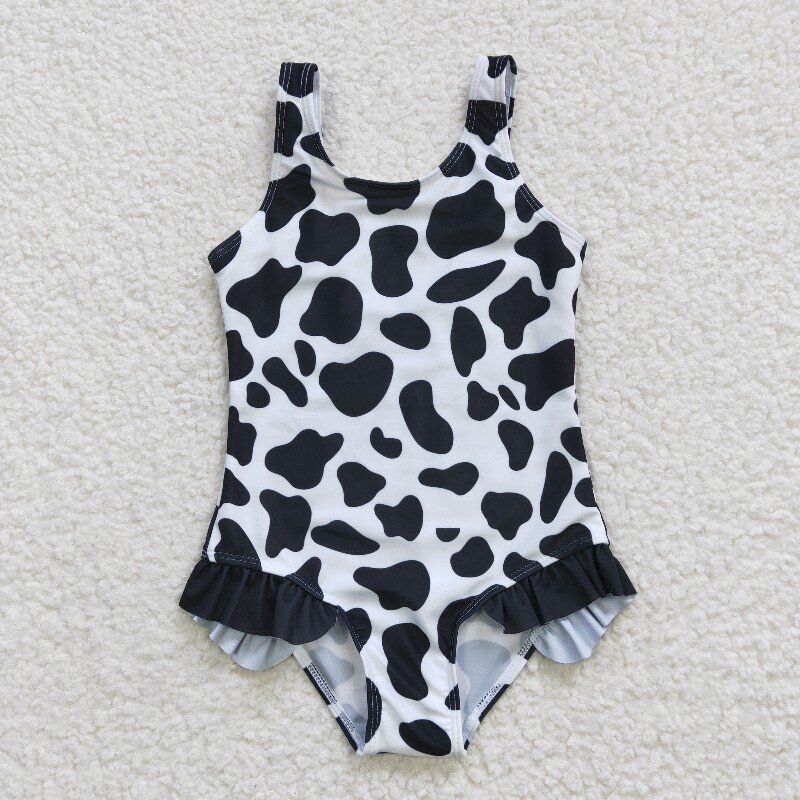 cow stripe star print swimsuit girls summer bathing set