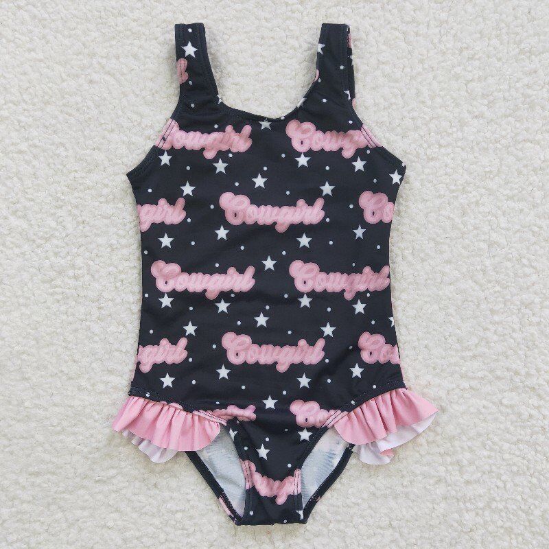 cow stripe star print swimsuit girls summer bathing set