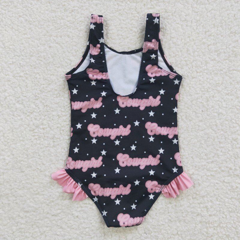 cow stripe star print swimsuit girls summer bathing set