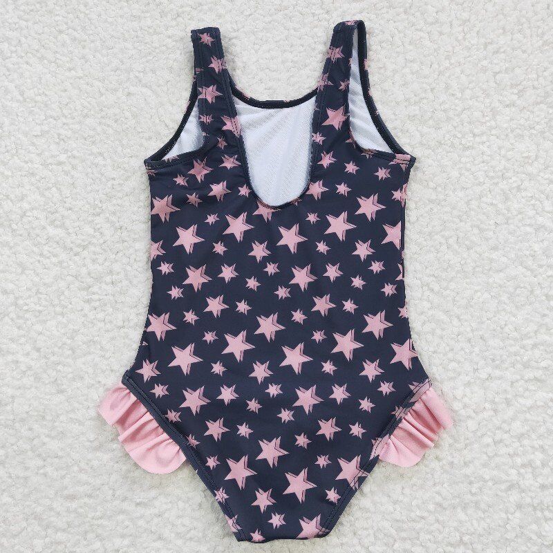 cow stripe star print swimsuit girls summer bathing set