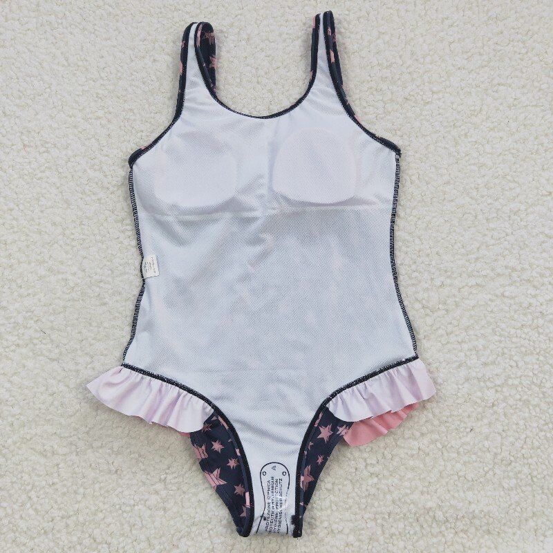 cow stripe star print swimsuit girls summer bathing set