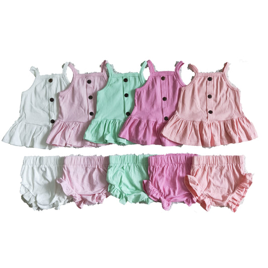 kids Girls bummies sets cotton solid color （Bows can purchased separately）